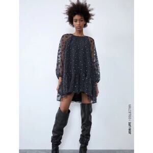 Zara Organza Daisy Print Mini Dress